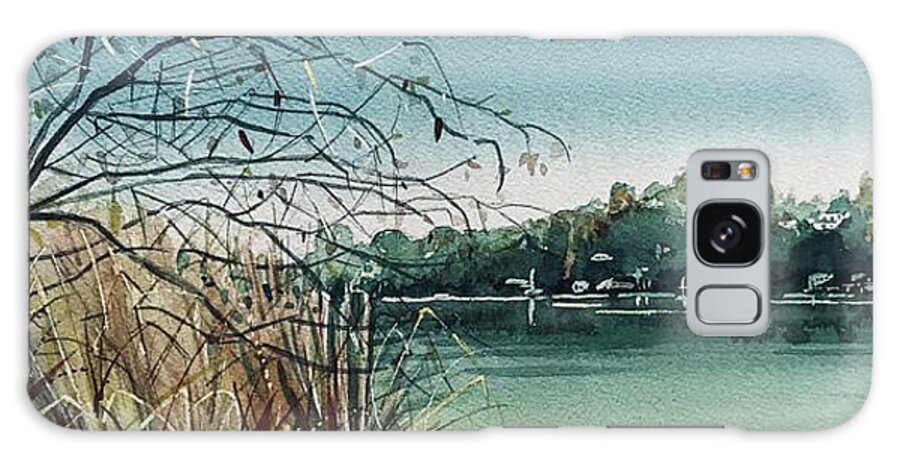 Malibou Lake Galaxy Case featuring the painting Winter Day on the Water by Luisa Millicent