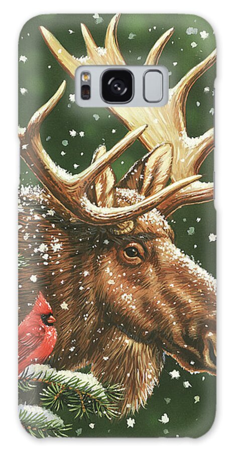 Winter Moose Galaxy Case featuring the painting Winter Moose by William Vanderdasson
