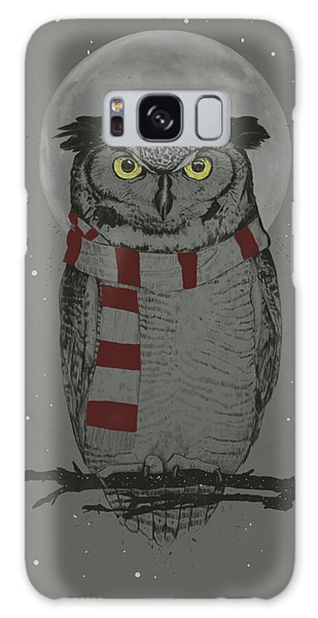 Owl Galaxy Case featuring the mixed media Winter owl by Balazs Solti
