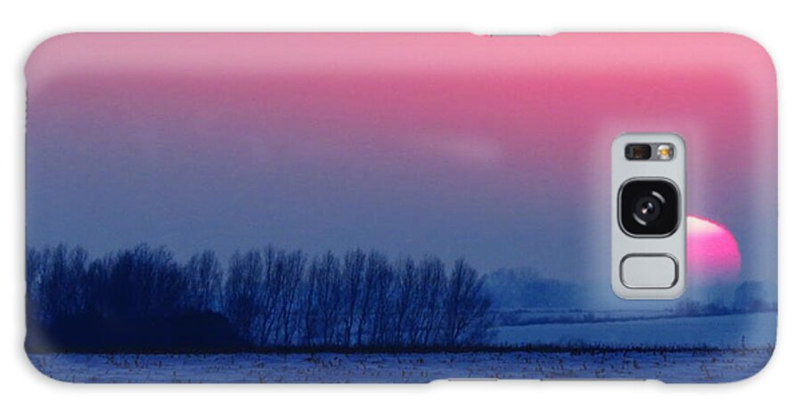 Sunset Galaxy Case featuring the photograph Winter Sunset in Pink and Blue by Lori Frisch