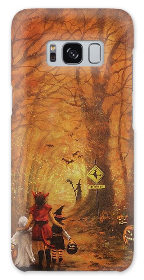 Halloween Galaxy Case featuring the painting Witch Crossing Ahead by Tom Shropshire
