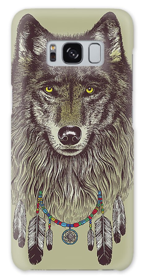 Wolf Dreams Galaxy Case featuring the digital art Wolf Dreams by Rachel Caldwell