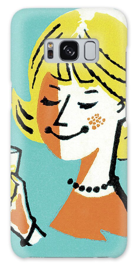 Adult Galaxy Case featuring the drawing Woman Enjoying a Cocktail by CSA Images