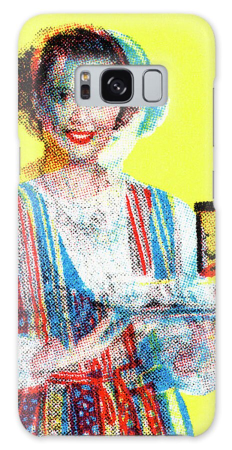 Adult Galaxy Case featuring the drawing Woman Holding a Tray by CSA Images