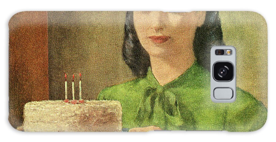 Adult Galaxy Case featuring the drawing Woman Holding Birthday Cake by CSA Images