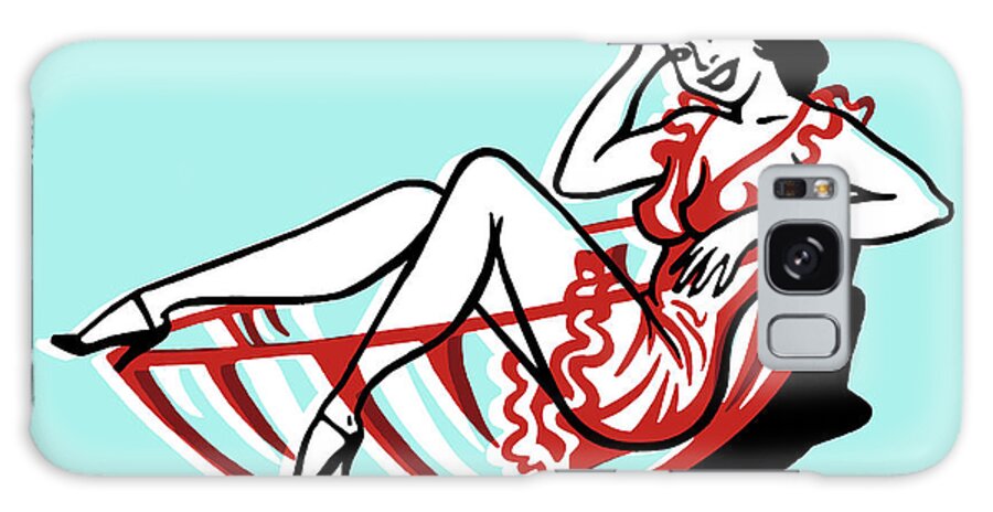 Adult Galaxy Case featuring the drawing Woman in Cocktail Glass by CSA Images