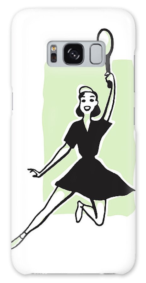 Action Galaxy Case featuring the drawing Woman Playing Tennis by CSA Images