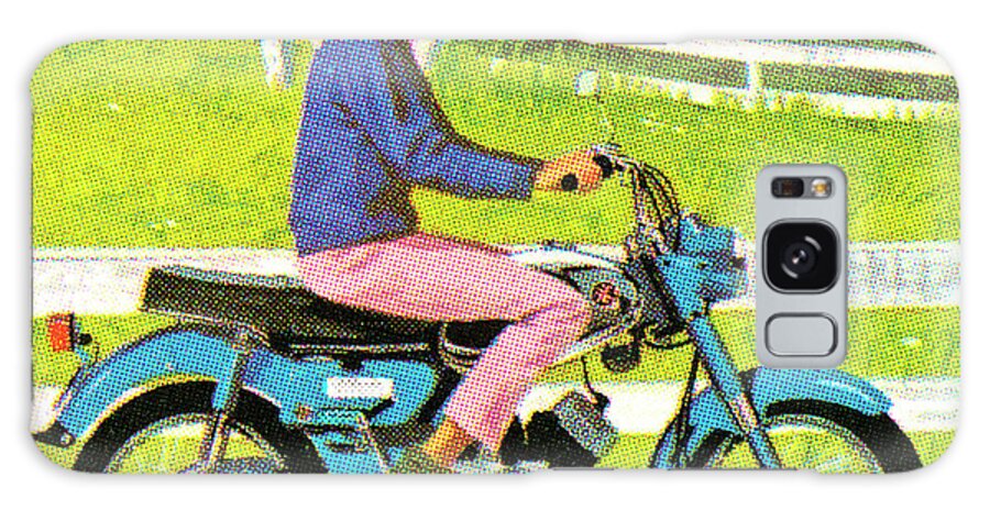 Adult Galaxy Case featuring the drawing Woman Riding a Motorcycle by CSA Images