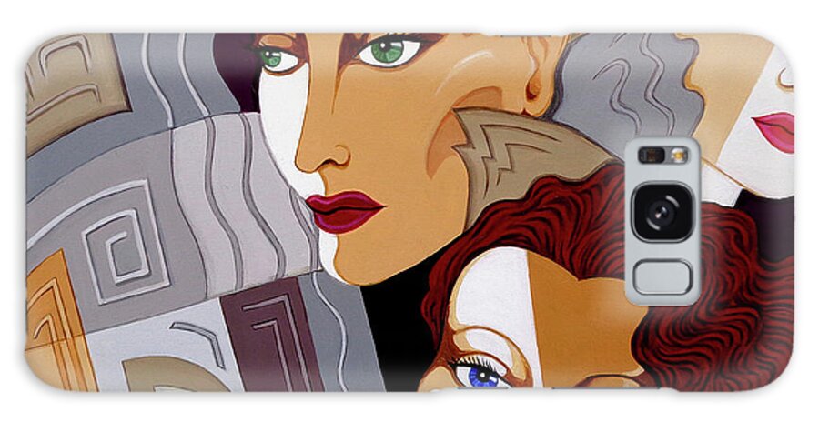 Art Deco Galaxy Case featuring the painting Woman Times Three by Tara Hutton