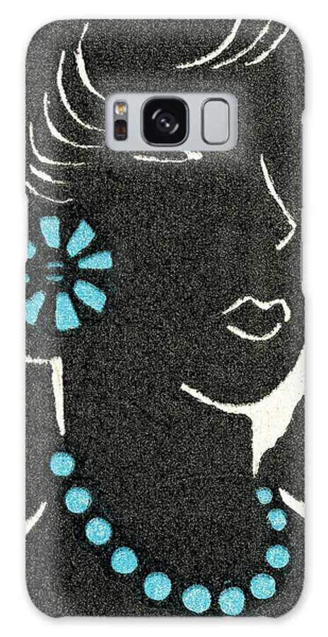 Accessories Galaxy Case featuring the drawing Woman with blue jewelry by CSA Images