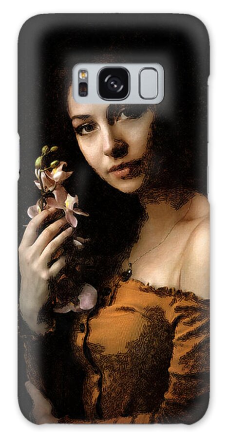 Woman Galaxy Case featuring the digital art Woman With Orchid by Chris Armytage