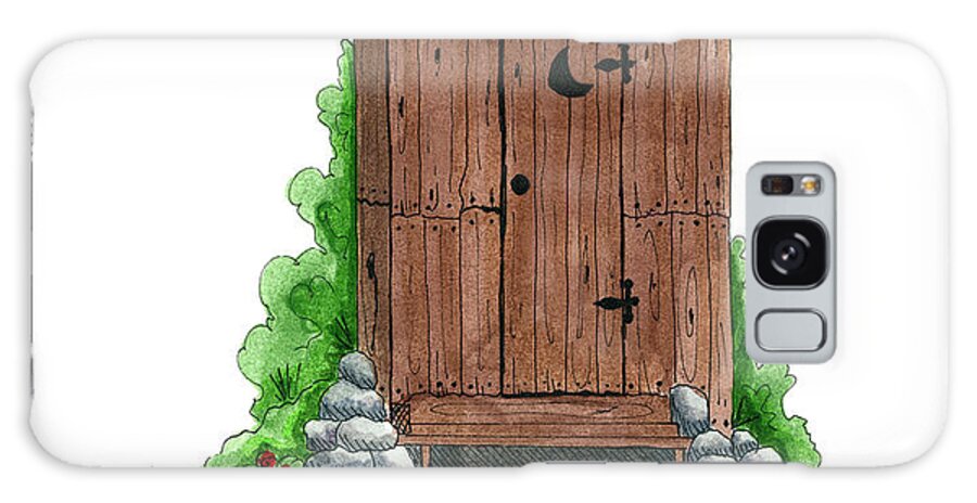 Wooden Outhouse Galaxy Case featuring the painting Wooden Outhouse by Debbie Mcmaster