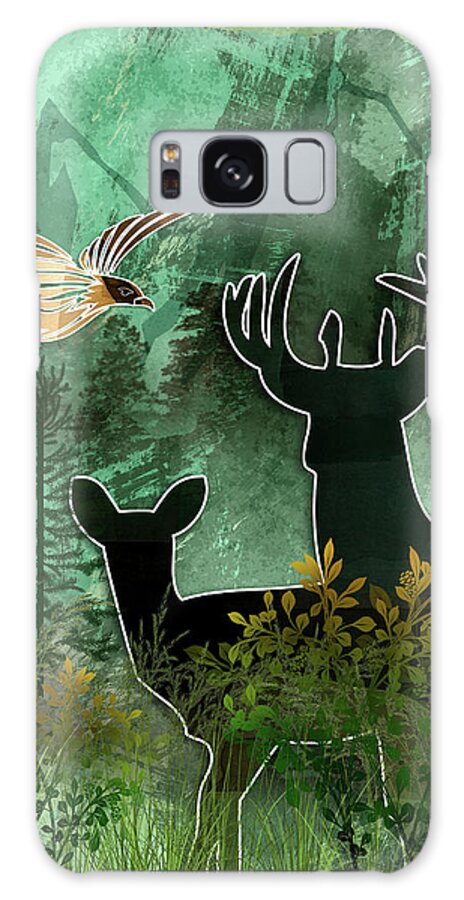 Deer Galaxy Case featuring the digital art Woodland Harmony - Union by Doreen Erhardt
