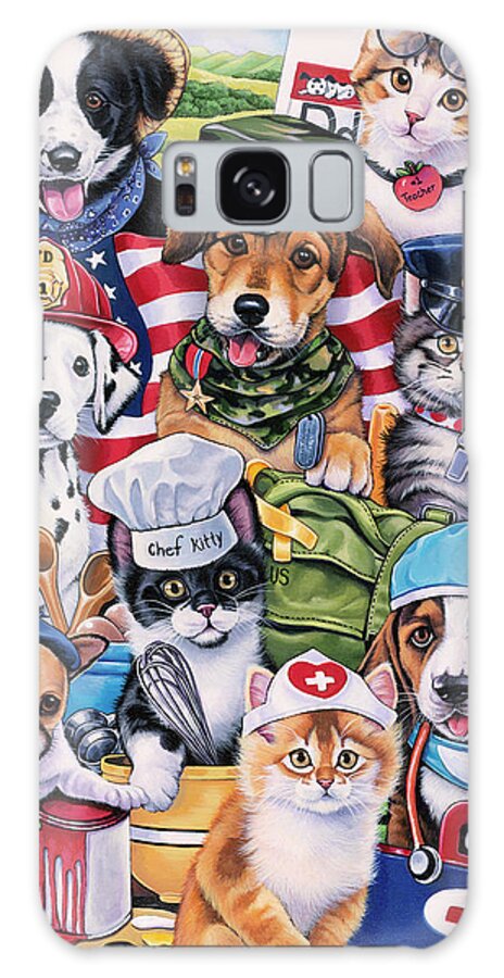 Working Paws Galaxy Case featuring the painting Working Paws by Jenny Newland