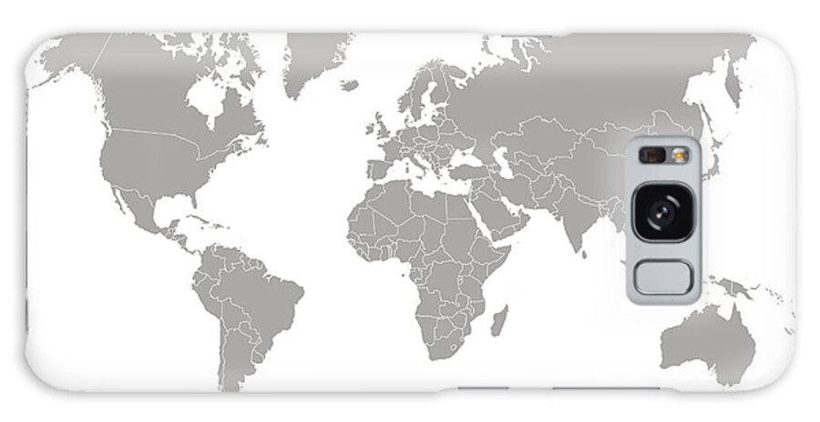 South America Galaxy Case featuring the digital art World Map Outline In Gray Color by Chokkicx