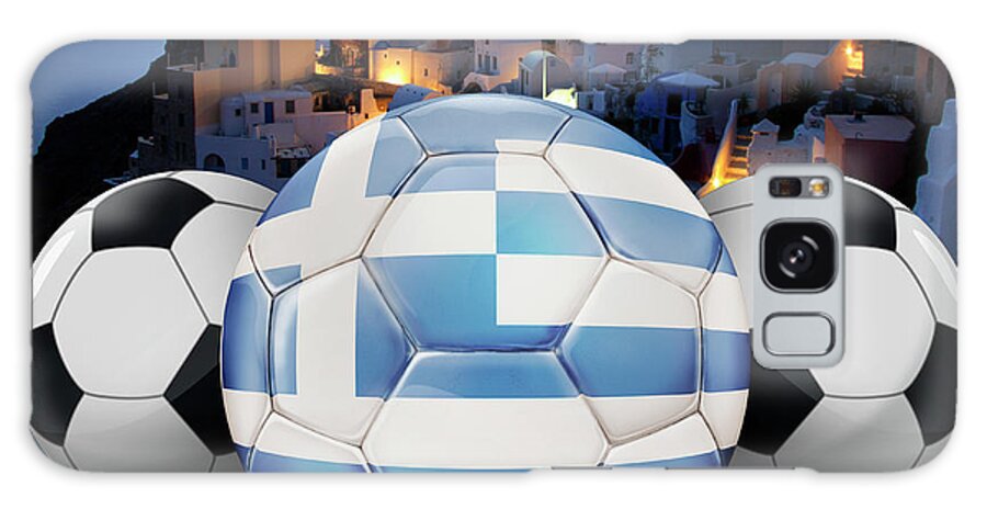 Greece Galaxy Case featuring the mixed media World's Soccer Balls Greece by Peter Awax