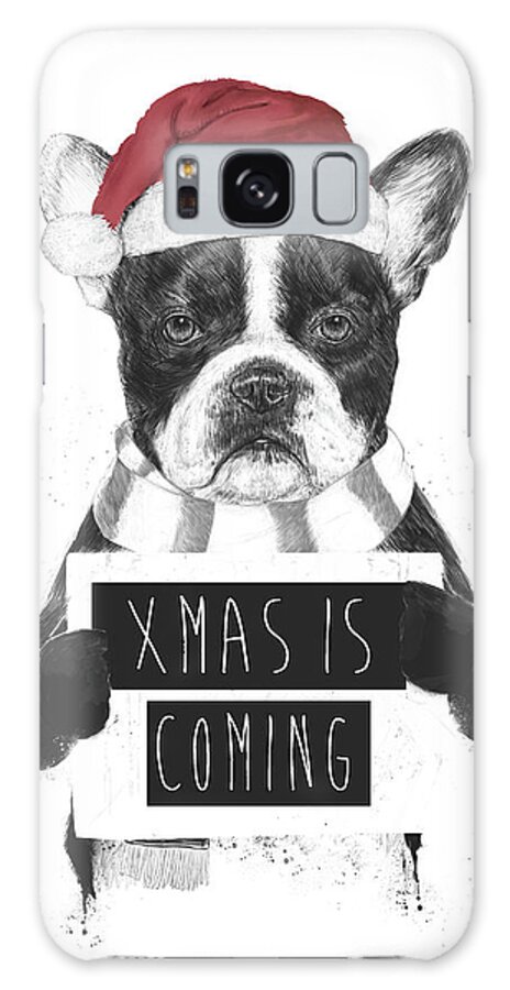 Bulldog Galaxy Case featuring the mixed media Xmas is coming by Balazs Solti