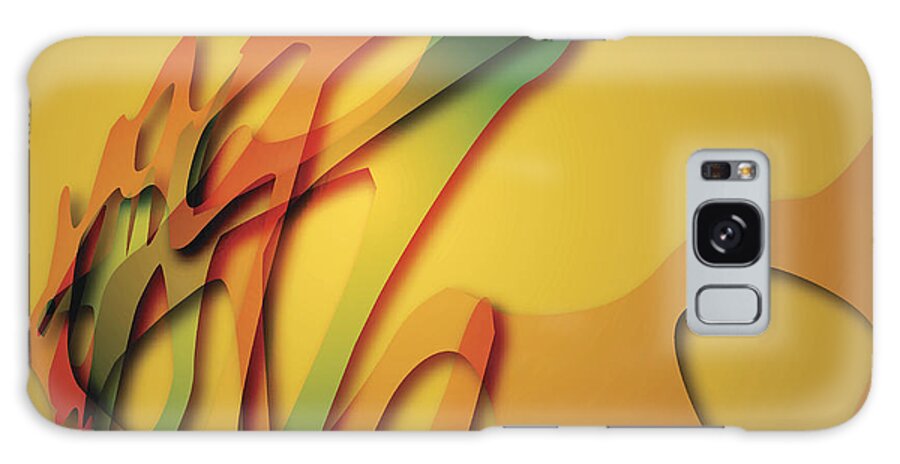 Curve Galaxy Case featuring the digital art Yellow Abstract Shape Background by Naqiewei