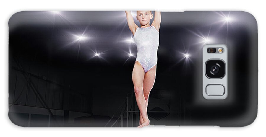 Human Arm Galaxy Case featuring the photograph Young Female Gymnast Performing On by Robert Decelis Ltd