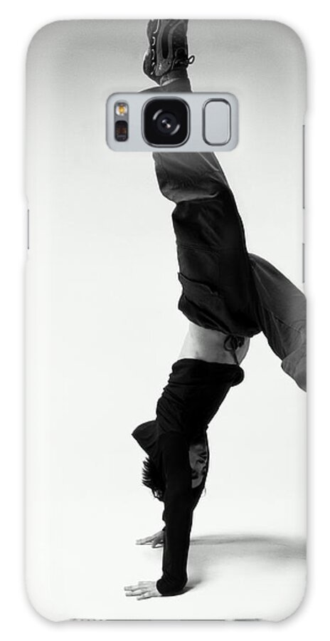 Youth Culture Galaxy Case featuring the photograph Young Japanese Man Breakdancing B&w by Karen Moskowitz