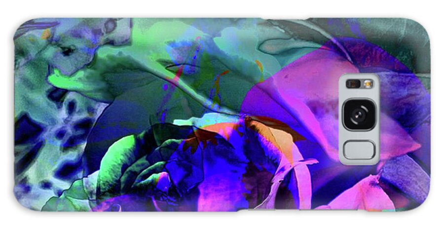 Abstract Roses Purple Green Blue Black Lavender Pink Galaxy Case featuring the digital art Abstract Roses #1 by Kathleen Boyles