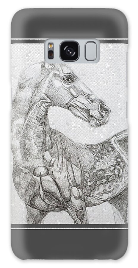 Horse Illustration Galaxy Case featuring the drawing Akhal-Teke Horse #1 by Equus Artisan