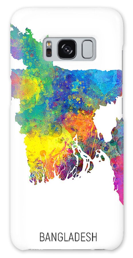 Bangladesh Galaxy Case featuring the digital art Bangladesh Watercolor Map #1 by Michael Tompsett