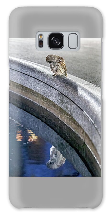 Wildlife Galaxy Case featuring the photograph Barry the Central Park Barred Owl with Her Reflection - Frame 3/3 by David Lei