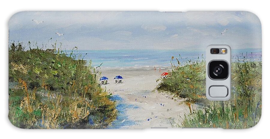 Hilton Head Galaxy Case featuring the painting Blue Umbrellas #2 by Stanton Allaben