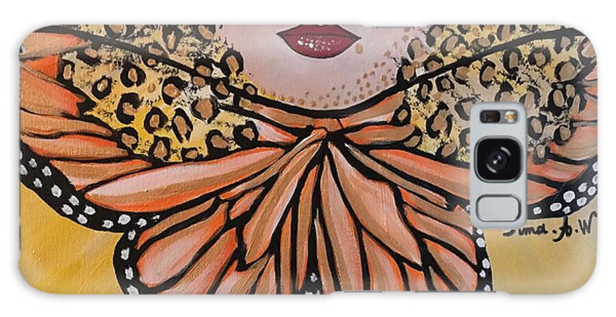 Face Mask Galaxy Case featuring the painting Butterfly. #1 by Sima Amid Wewetzer