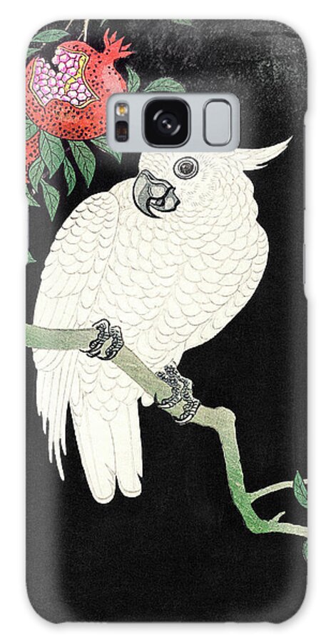 Bird Galaxy Case featuring the painting Cockatoo and Pomegranate #2 by Ohara Koson