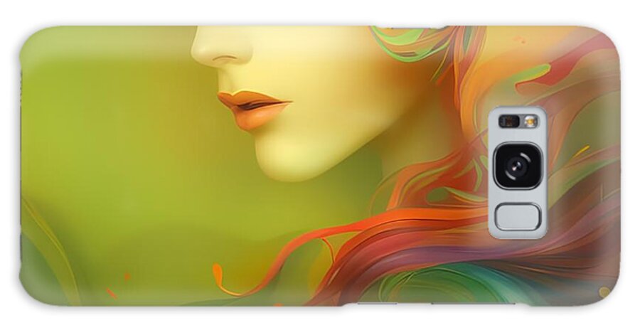 Digital Colorful Woman Galaxy Case featuring the digital art Colorful Carol by Beverly Read