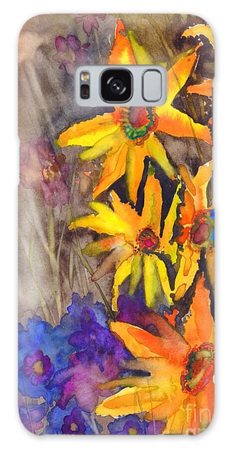 Cosmic Flowers Galaxy Case featuring the painting Cosmic Flowers #1 by Suzann Sines
