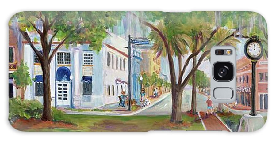 Sebring Florida Galaxy Case featuring the painting Downtown Sebring Morning #1 by Linda Kegley