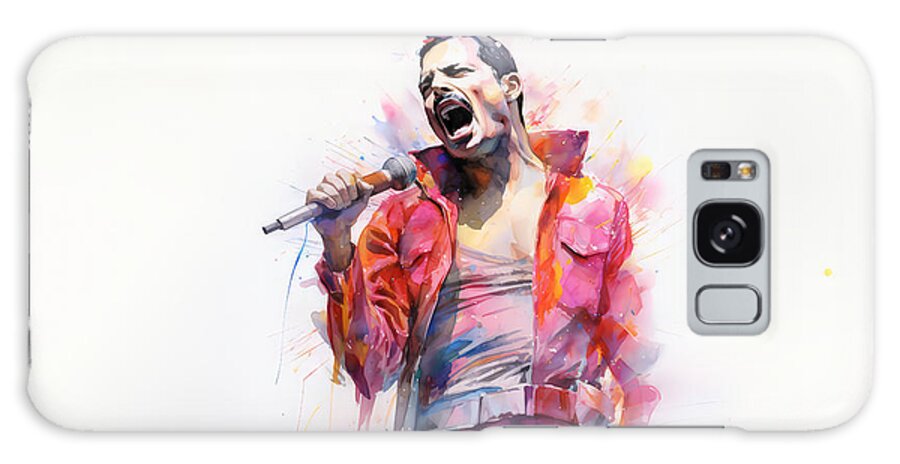 Freddie Mercury Galaxy Case featuring the painting Freddie Mercury Watercolor No.2 by My Head Cinema
