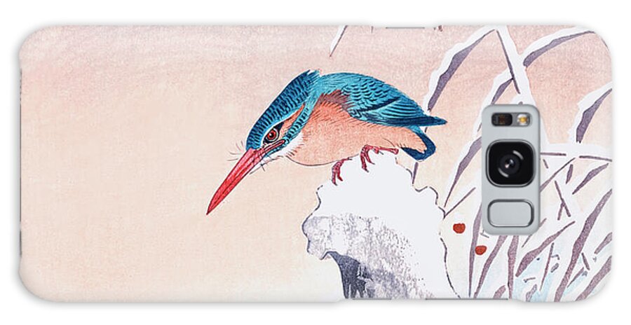 Ohara Koson Galaxy Case featuring the drawing Kingfisher in the snow by Ohara Koson by Mango Art