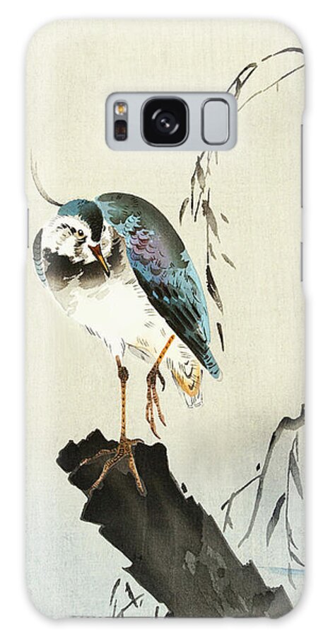 Bird Galaxy Case featuring the painting Lapwing on tree stump #2 by Ohara Koson