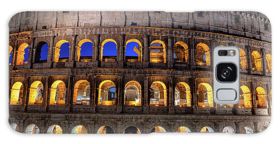 Colosseum Galaxy Case featuring the photograph Monumental Colosseum Facade At Night #1 by Artur Bogacki