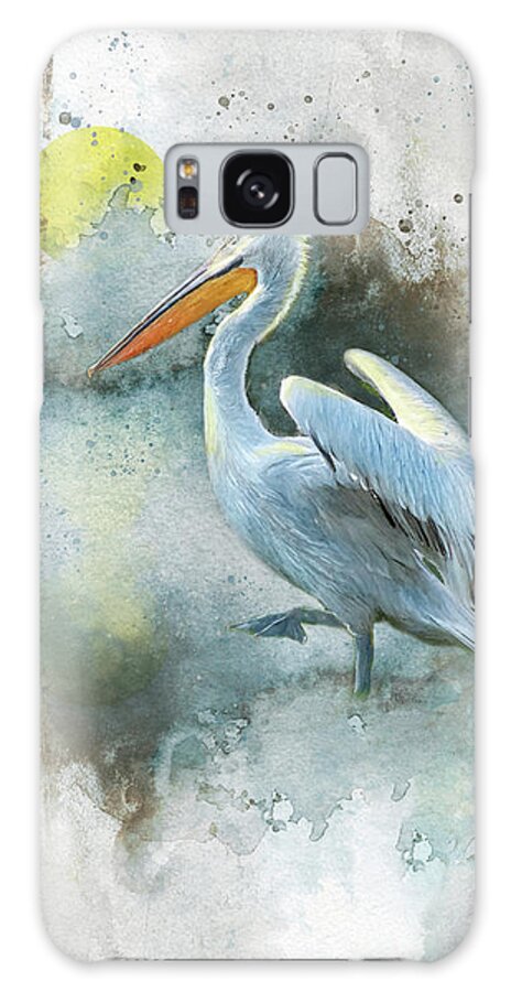 Pelican Galaxy Case featuring the painting Morning Pelican #1 by Jeanette Mahoney