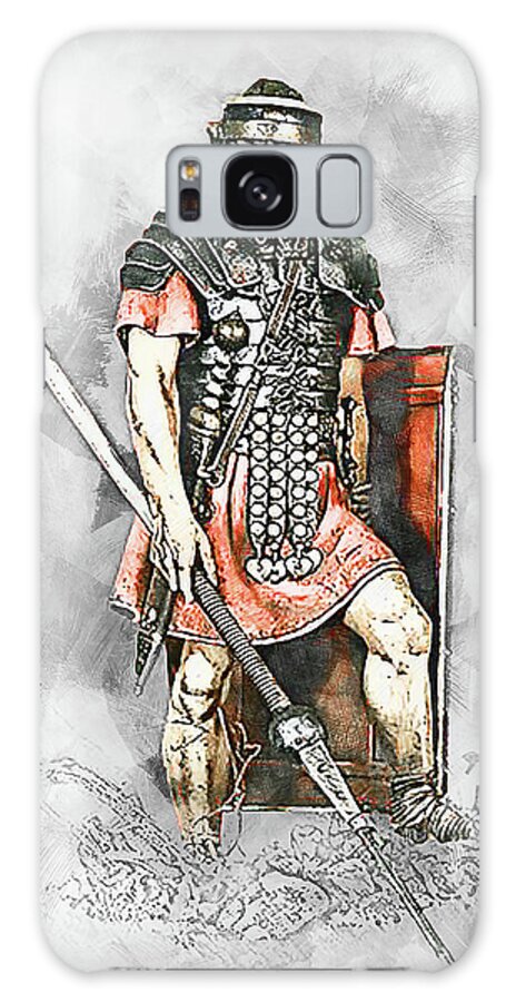 Roman Legion Galaxy Case featuring the drawing Portrait of a Roman Legionary - 54 #1 by AM FineArtPrints