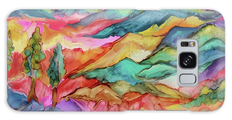 Colorful Southwest Galaxy Case featuring the painting Rainbow Hills #1 by Jean Batzell Fitzgerald