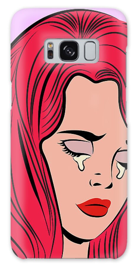 Popart Galaxy Case featuring the digital art Redhead Girl in Tears #1 by Long Shot