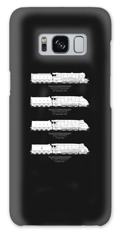Class A4 Steam Locomotive Galaxy Case featuring the drawing Steam Locomotion Speed Record Breakers #1 by Steve H Clark Photography