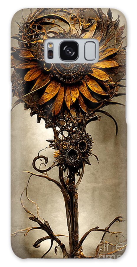 Steampunk Galaxy Case featuring the digital art Steampunk sunflower #1 by Sabantha