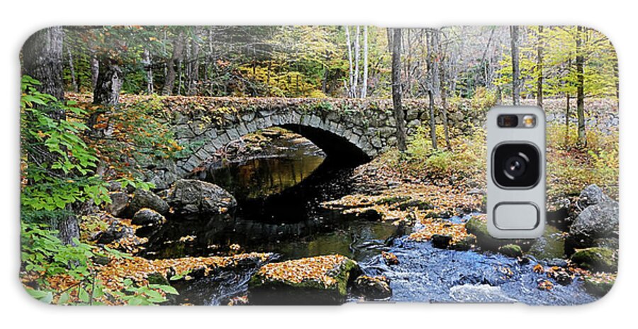 Stone Arch Autumn New England Hampshire Nh Bridge Water Stream Trout Fishing Leaves Foliage Fall Brook Galaxy Case featuring the photograph Stone Arch Bridge in Autumn by Wayne Marshall Chase