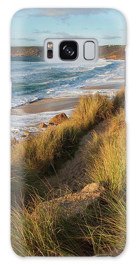 Landscape Galaxy Case featuring the photograph Stunning landscape image of Sennen Cove in Cornwall during sunse #1 by Matthew Gibson
