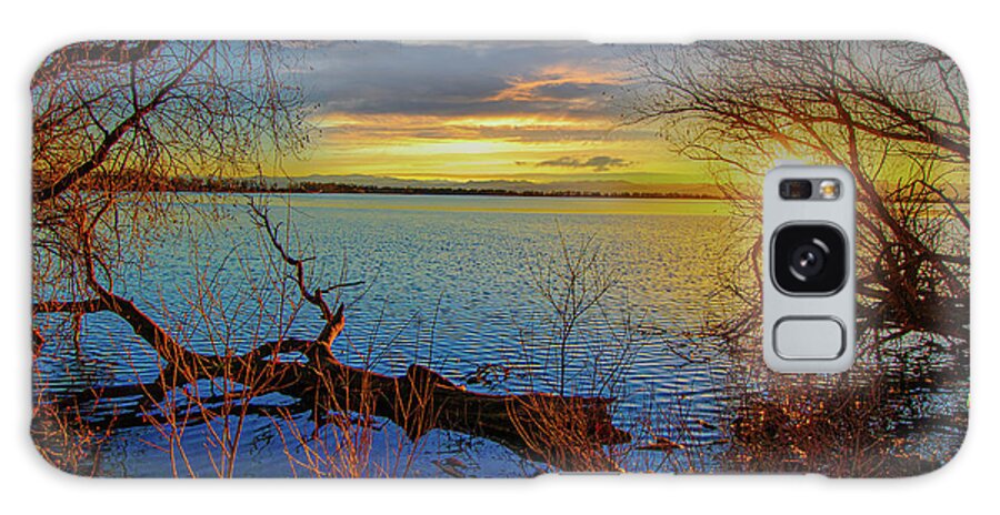 Autumn Galaxy Case featuring the photograph Sunset Over Lake Framed By TreesSunset Over Lake Framed By Trees by Tom Potter