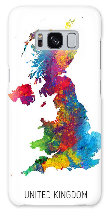 United Kingdom Galaxy Case featuring the digital art United Kingdom Watercolor Map #1 by Michael Tompsett