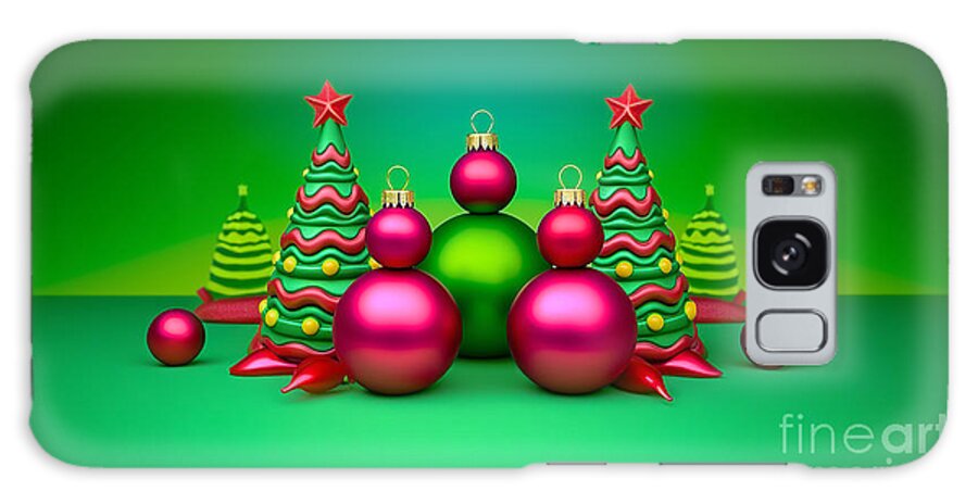 Very Colorful Galaxy Case featuring the digital art Very colorful Christmas greeting card with different Christmas decorations. #1 by Odon Czintos