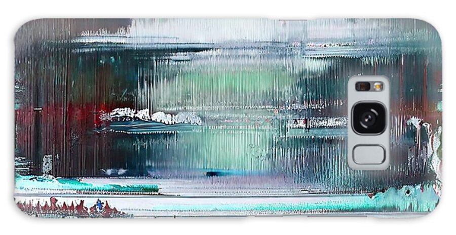 Water Galaxy Case featuring the painting Water Reflection Lake Nature Abstract Art Painting #1 by N Akkash